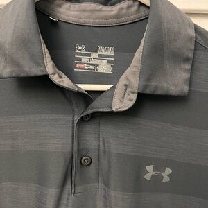 Under Armour Gray Performance Polo Shirt with Textured Stripes